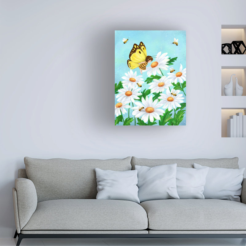 Art sur toile «Folie et marguerite» bolognaise, H 35 po x l 47 po