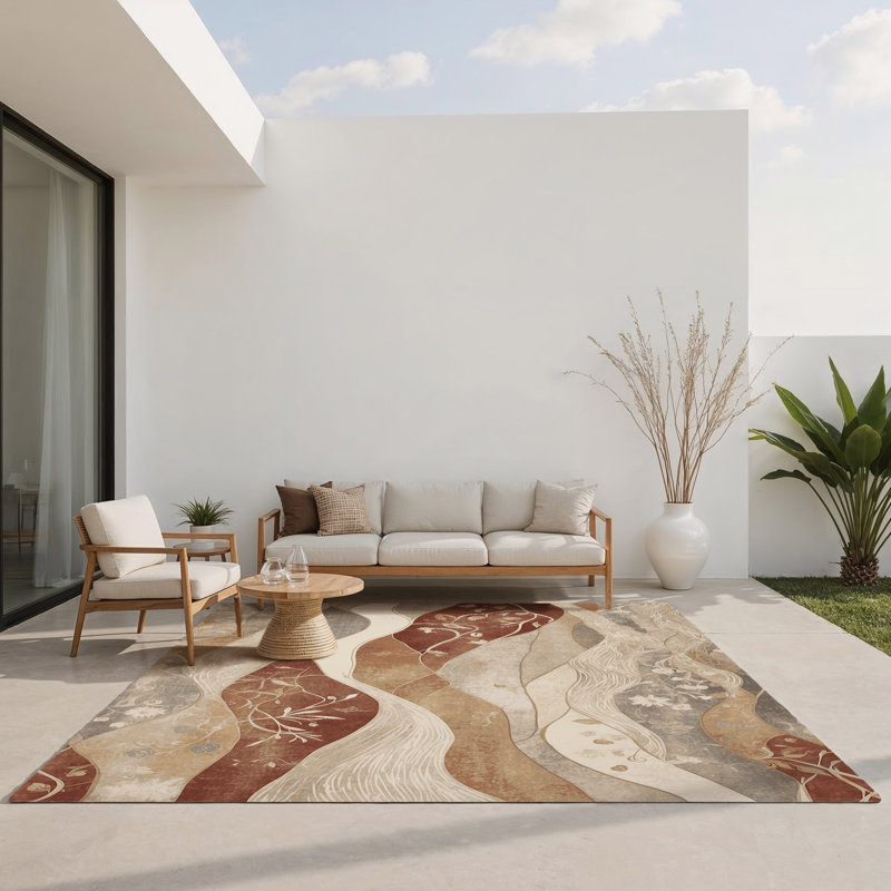 Sunlit Ripple Indoor And Outdoor Area Rug, Rectangle 5' x 7'