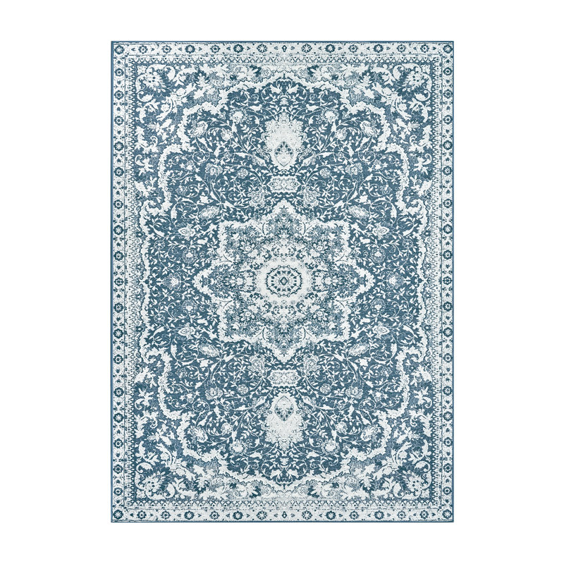 My Magic Carpet  Blue Washable Rug, Rectangle 5' x 7'