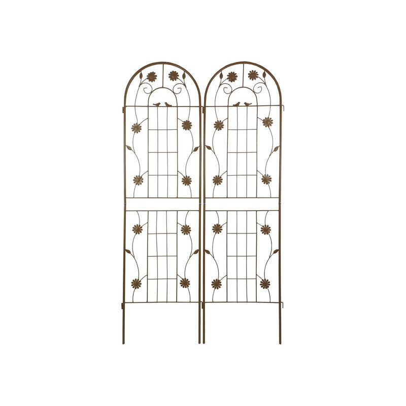 Treillis de jardin brun brun antirouille pour l'extérieur, paquet de 2 treillis en métal 71 po x 19,7 po pour plantes grimpantes