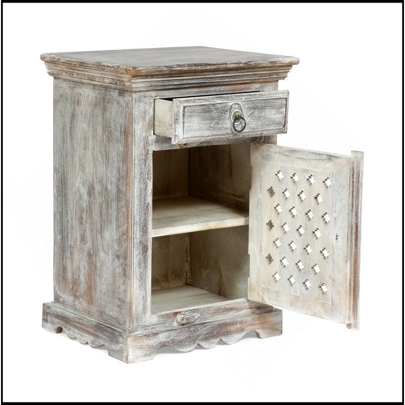 WOODEN NIGHTSTAND WITH 1 DRAWER 1 DOOR