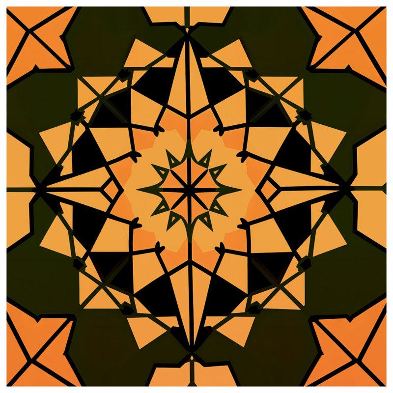 Édredon orange avec kaléidoscope géométrique, Lit simple