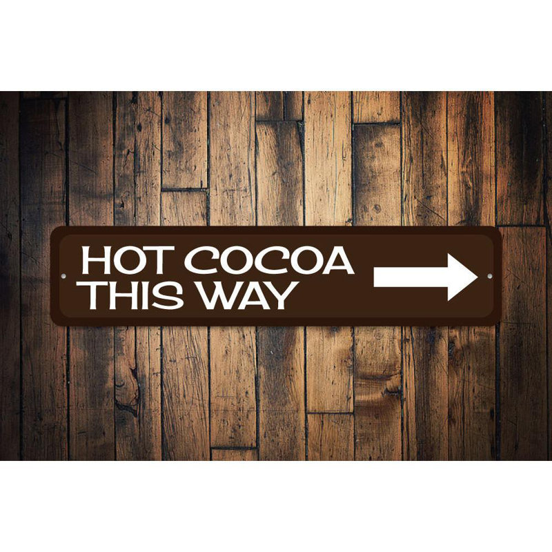 Enseigne en aluminium Hot Cocoa Arrow, H 4 po x l 18 po x P 0,04 po