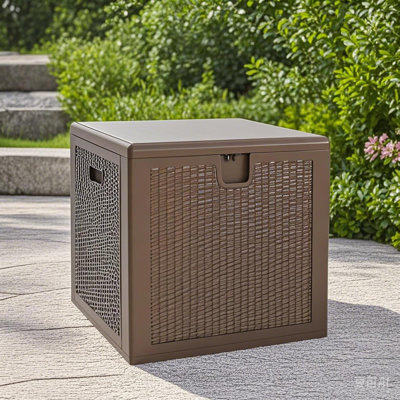 80 Gallon Brown Resin Deck Box, Outside Storage Box Container for Furniture Cushions, Garden Tools, Pool