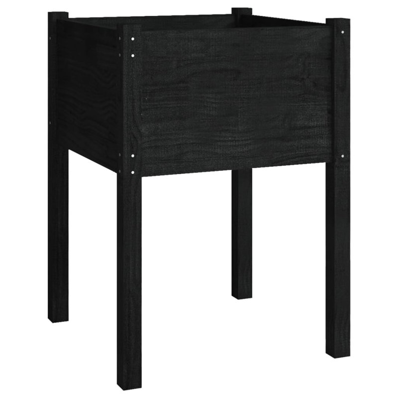 Alasha Wood Planter Box, Black, 70cm H x 50cm W x 50cm D