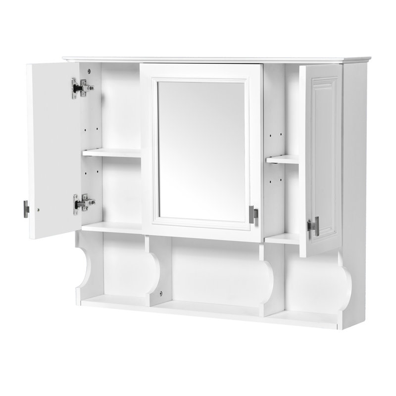 Armoire à pharmacie murale pour salle de bain 35 po x 28 po, 3 tablettes réglables, rangement dissimulé, panneau imperméable, pour organisation à domicile 28 po avec miroir, charnières exquises, style moderne