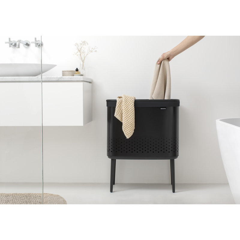 Bo Metal Laundry Hamper, Matt Black