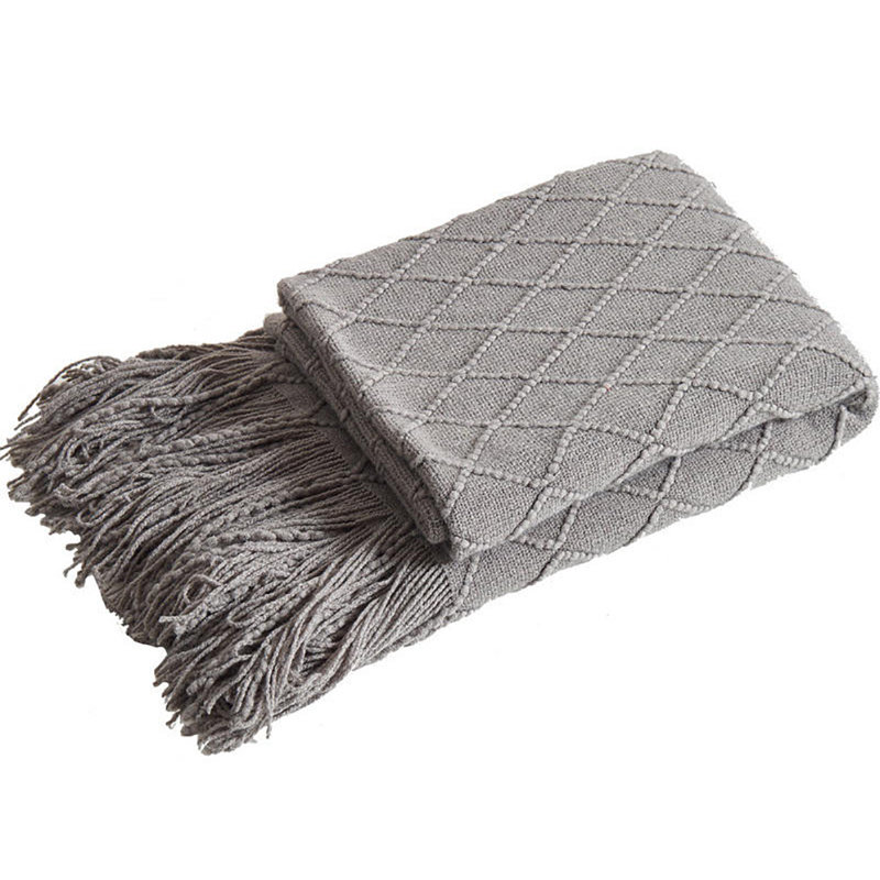 Knitted Throw Blanket, Gray