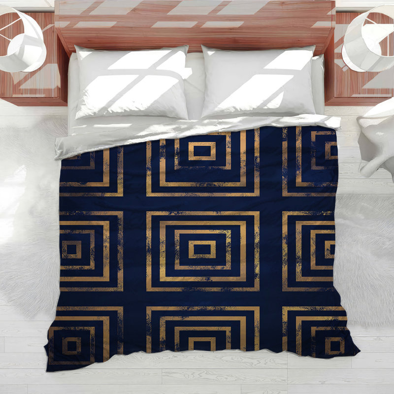 Squares Bedding Abstract Comforter Art Deco, Queen Comforter