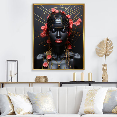 «Pink African Woman Elegance I» - art mural afro-américain