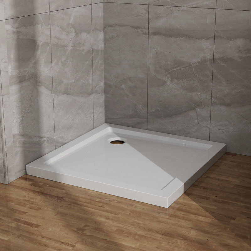 32x32 Inch Square Shower Base with Centered Drain, Low-Profile Shower Pan