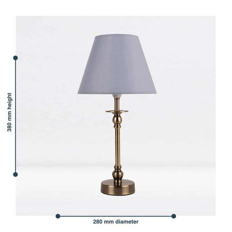 Lamons Metal Table Lamp, Antique Brass, Grey