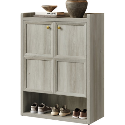 Modern Wooden Shoe Storage Cabinet with Adjustable Shelves，Freestanding Shoe Cabinet for Entryway, Hallway & Small Spaces
