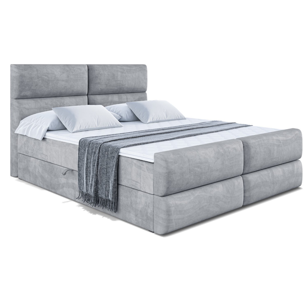 Boxspringbett mit H3 Bonell-Federkernmatratze, Topper und Bettkasten