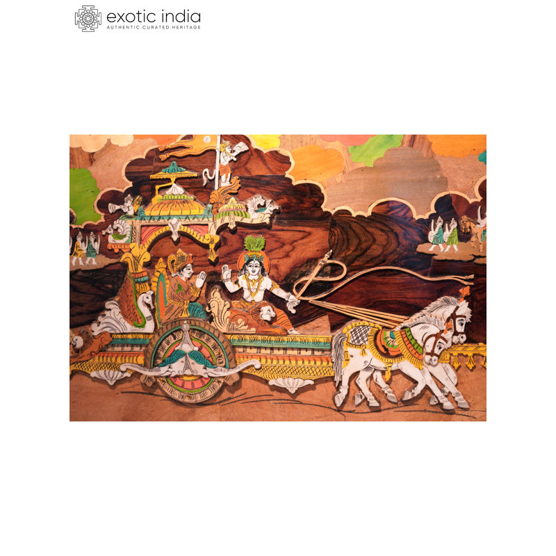 Panneau mural incrusté en bois 48 "48" Geeta Updesh MySore