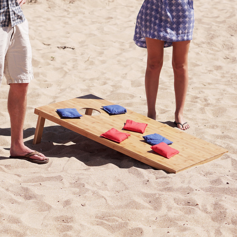 GoSports 4 x 2 ft Regulation Size Bamboo Cornhole Game Set - Outdoor Backyard Lawn Toss Game Set