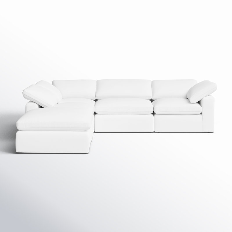 Canapé et méridienne rembourrés 5 pièces Wonardo, Tissu en coton blanc