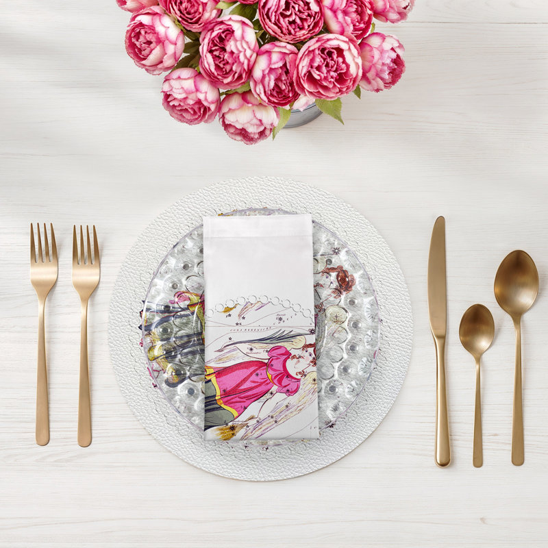 Zodiac Virgo Cotton Sateen Dinner Napkins, White