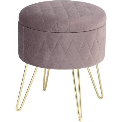 Berg 31.5Cm Velvet Round Storage Ottoman