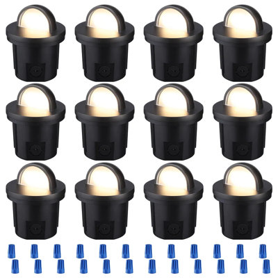 Lumières de paysage à DEL à DEL au sol, dessus de phare antireflet, imperméable à l'eau Ip67, 12-24 V CA / CC, blanc chaud 3000 K