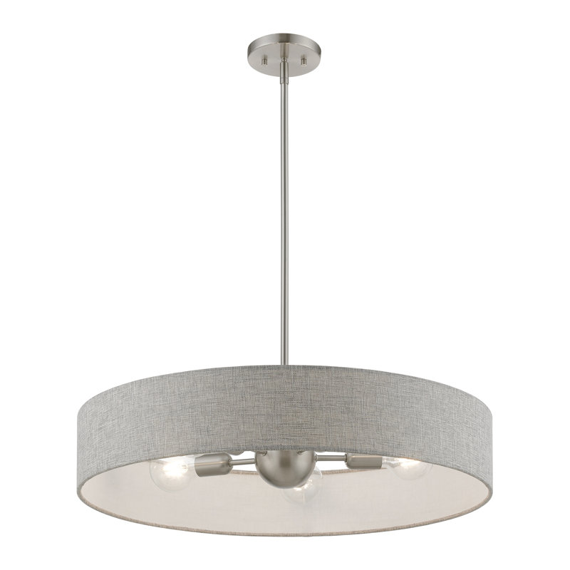 Grand luminaire tambour suspendu, Nickel brossé