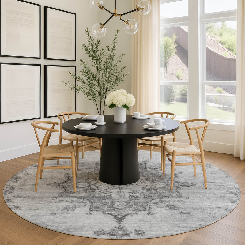 Machine Washable Indoor/Outdoor Bingel ACN2321 Global Rug, Round 8'