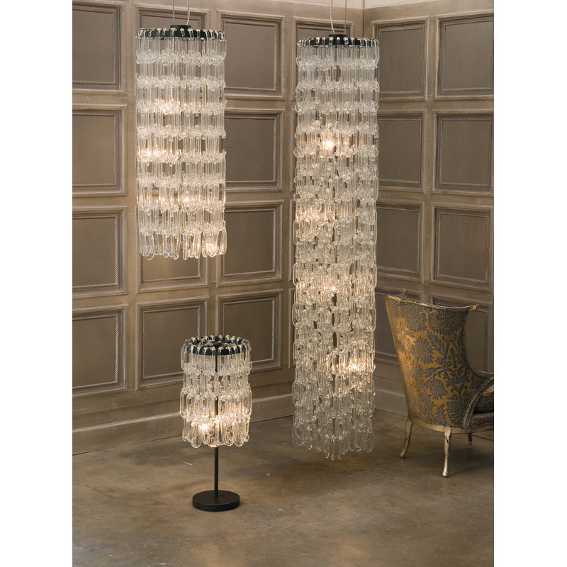 48'' Nickel and Crystal 4-Light Chandelier