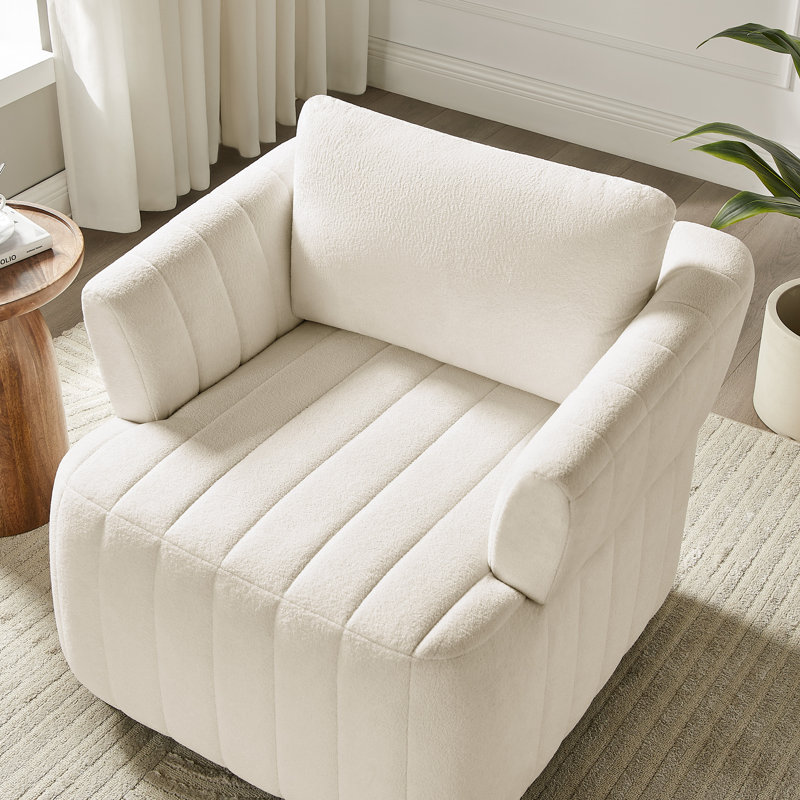 Upholstered Living Room Chair, Accent Chair, White