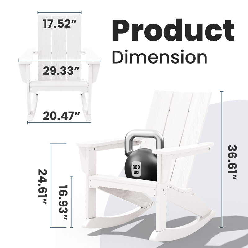 Wolak HDPE Rocking Adirondack Chair(Set Of 2), White
