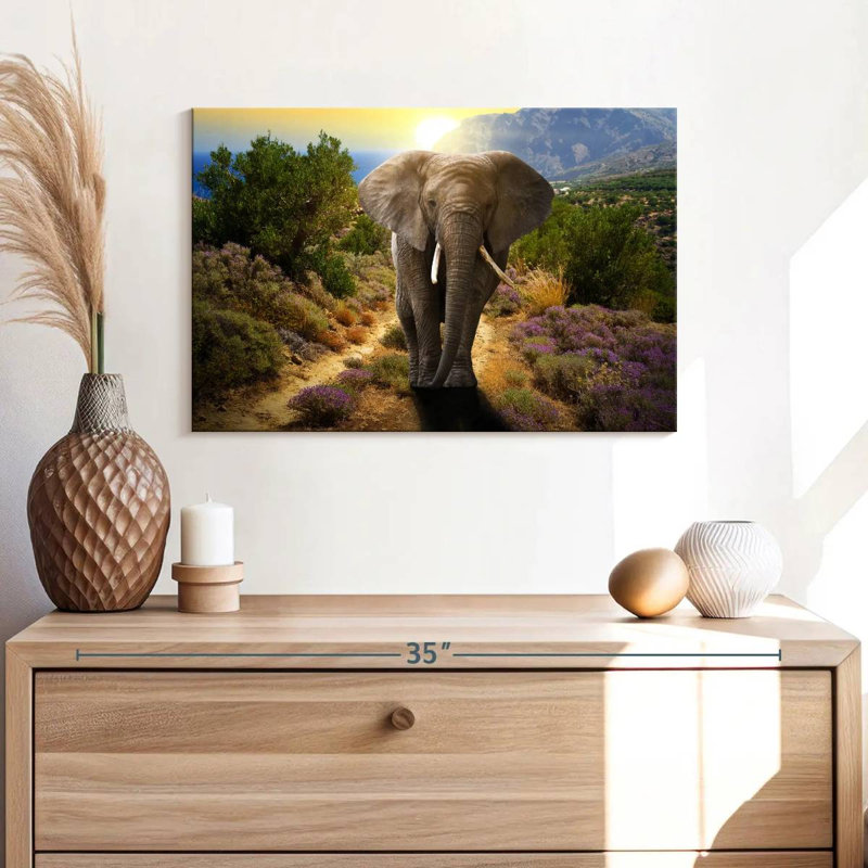 Elephant Frolicking, 16" H x 24" W