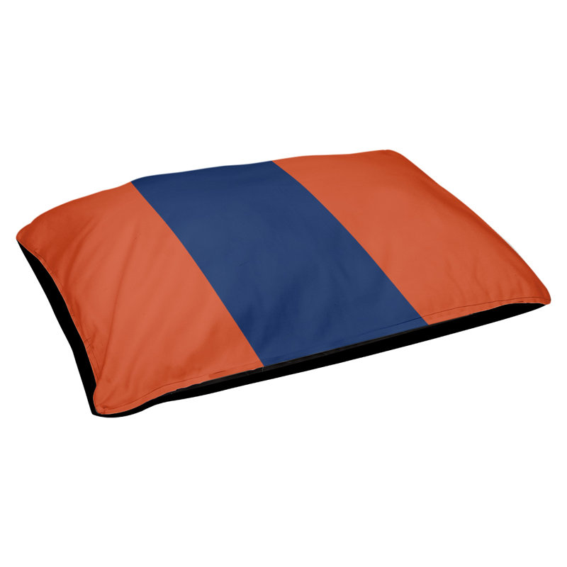 Coussin rectangulaire designer Oakland, Moyen (L 30 po x l 40 po), Bleu marine / Orange