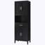 Grande armoire de salle de bain autoportante avec tiroir, 2 armoires, 4 portes à fermeture douce, 2 tablettes réglables, rangement ouvert-118436581