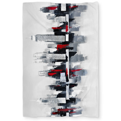 Gray and Red Cityscape Duvet Cover - Black Livingroom Decor