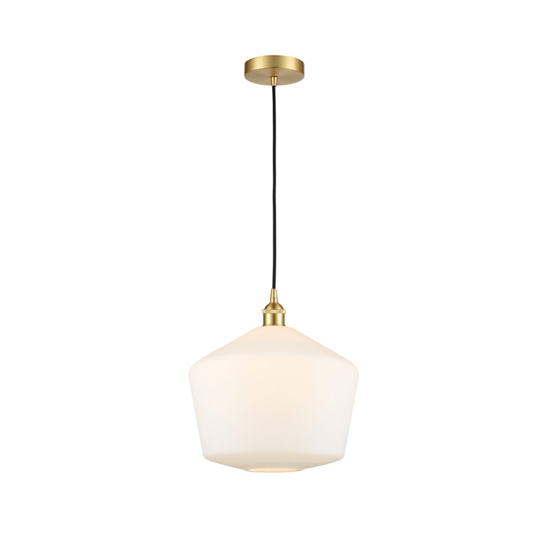 Luminaire suspendu 1 lumière Gabbie, Blanc mat, Or satiné