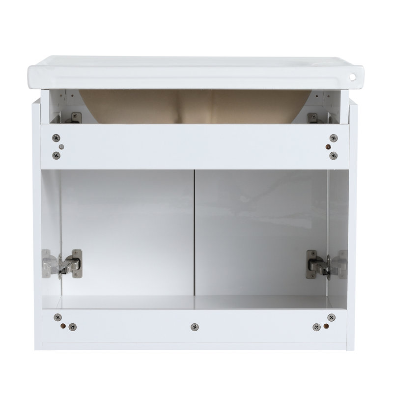 Meuble-lavabo à portes de 36 pouces avec lavabo et petites tablettes de rangement