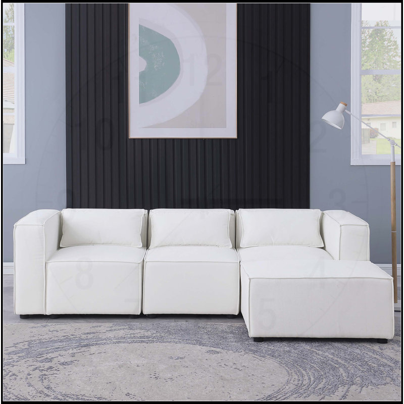Canapé modulaire polyvalent à assise et dossier moelleux, H 26,4 po x l 80,5 po x P 33,5 po, 4