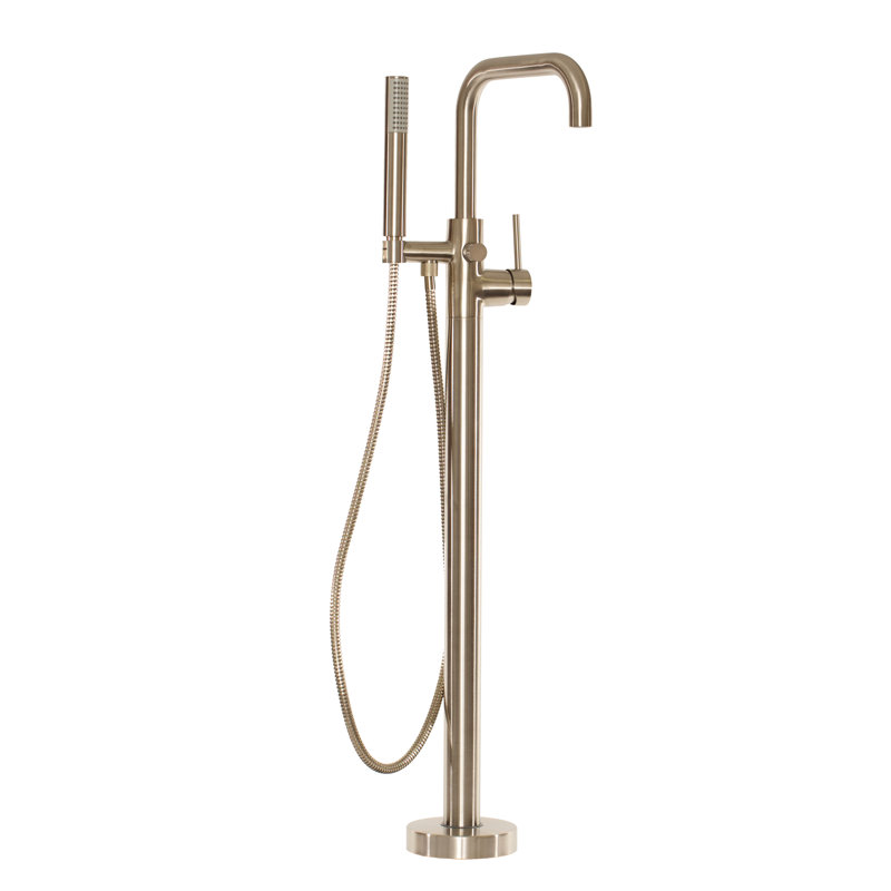 East Square Free Standing Exposed Tub and Hand Shower Set, Polished Nickel
