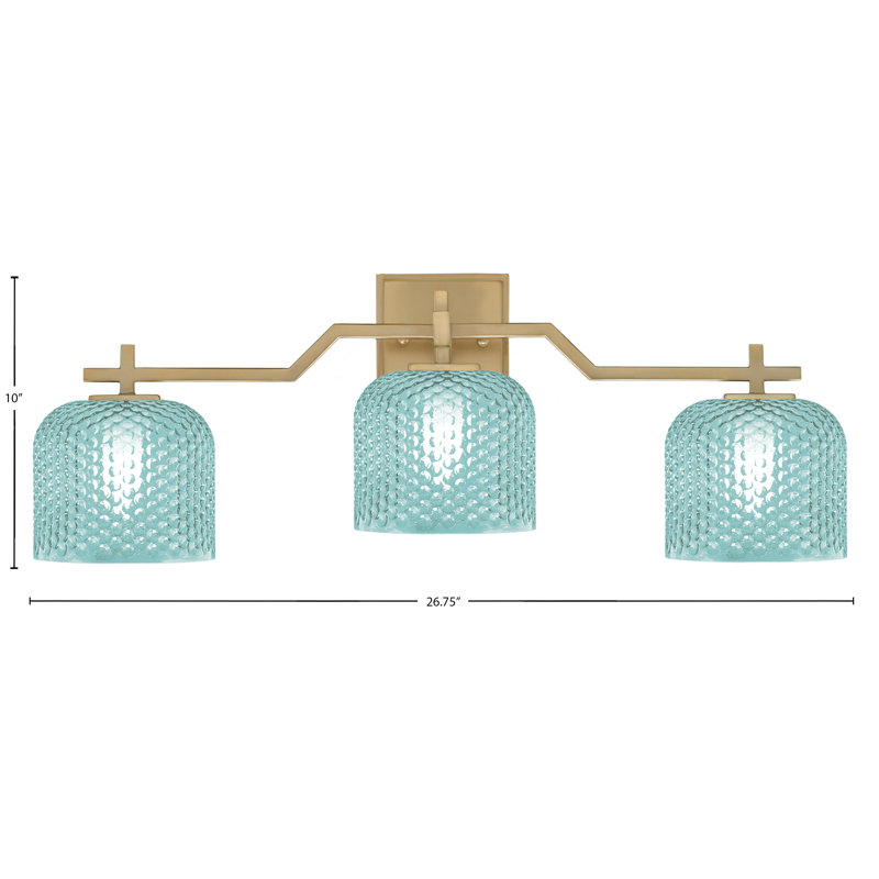 Bar pour salle de bain Headland illustré avec verre texturé fumée de 6 po, H 10 po x l 26,75 po x P 6 po, Laiton
