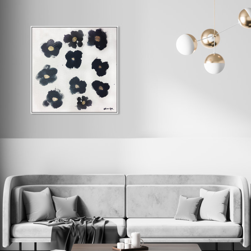 Coco's Gold Camellias - Graphic Art, White Framed, 30" H x 30" W, No Mat