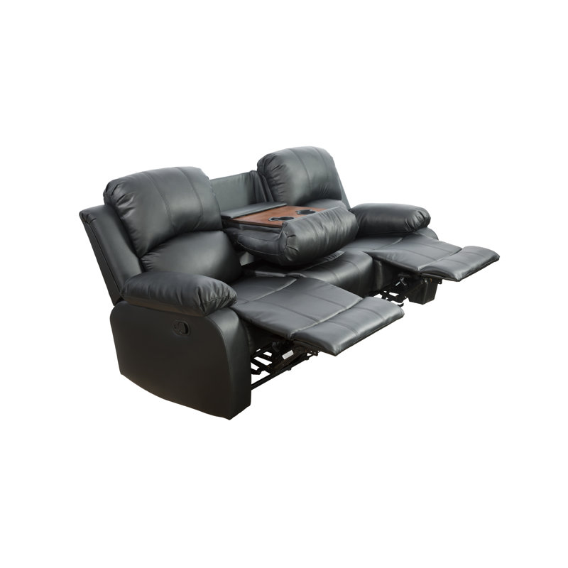 Develin 82'' Faux Leather Reclining Sofa, Black