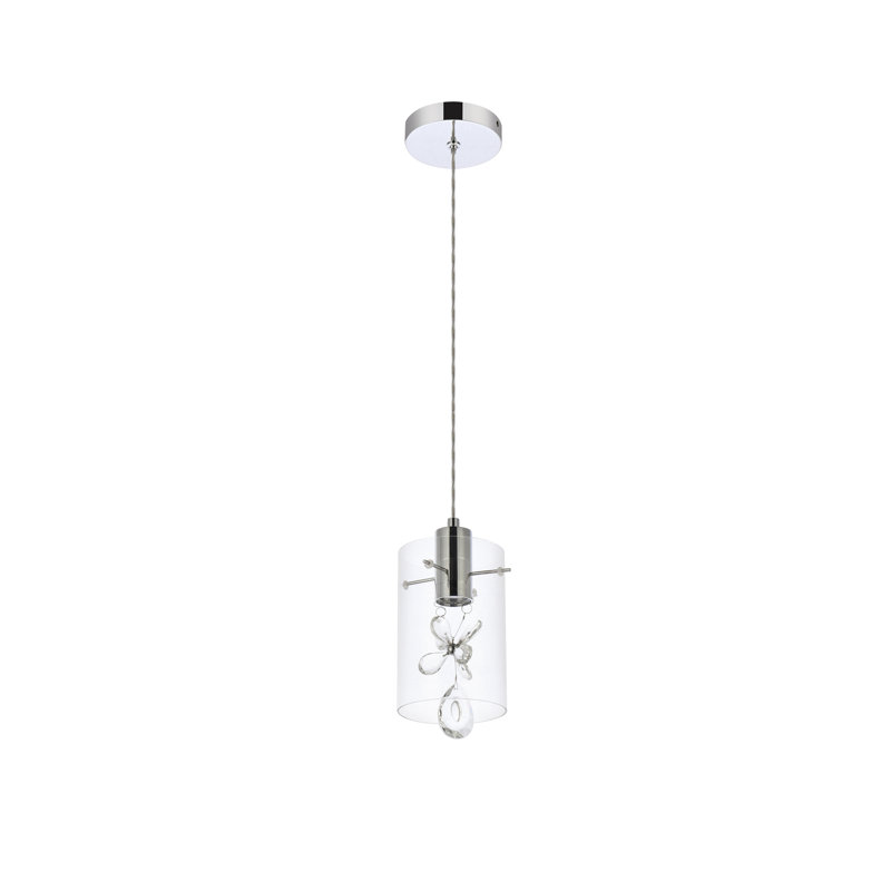 Luminaire suspendu en forme de pot à 1 lumière DEL Denning, Chrome