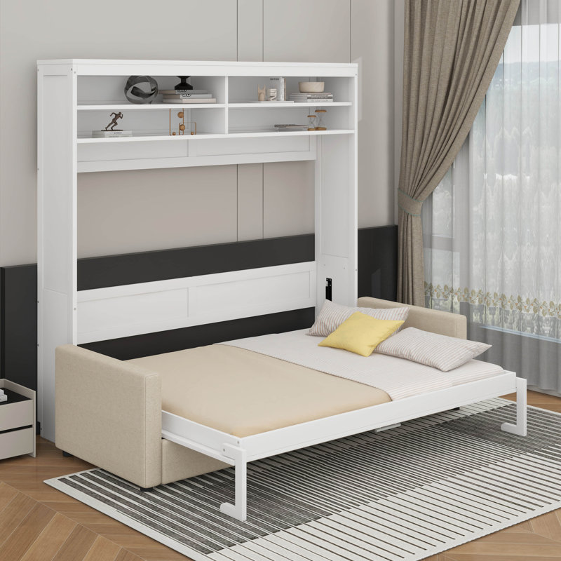 Murphy Bed Wall Bed With Sofa, White