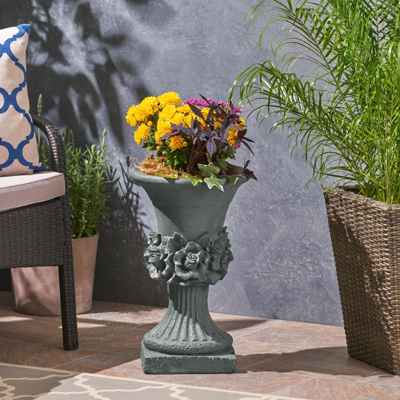 Garden Urn Planter For Patio Garden, Antique Gray