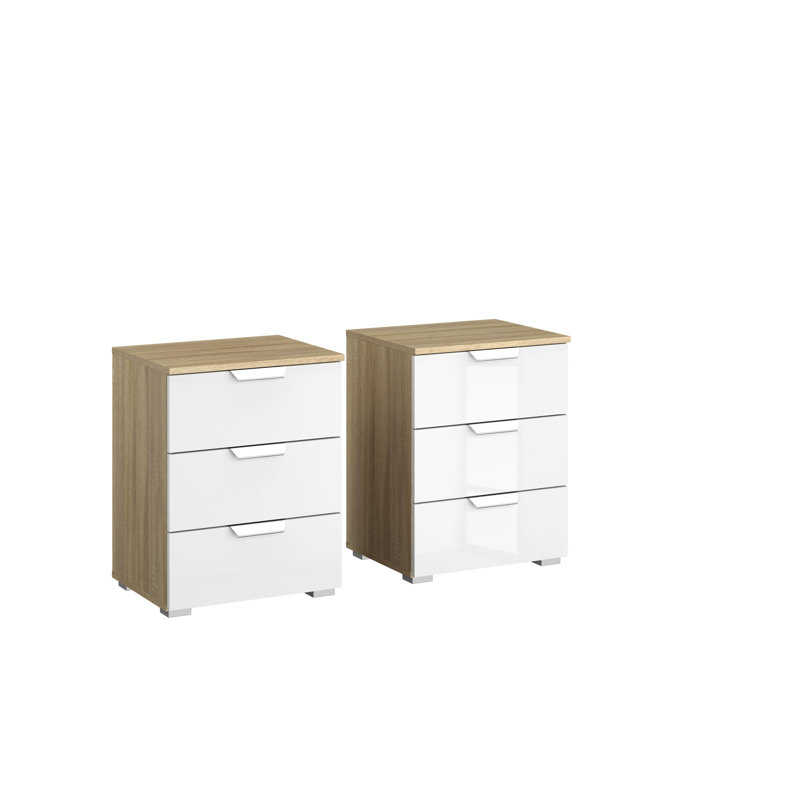 Aditio 1 Drawer Bedside Table, Oak sonoma/High-gloss white
