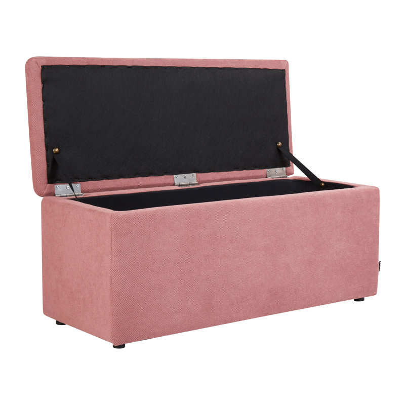 Rabecka Polyester Upholstered Storage Bench, Pink