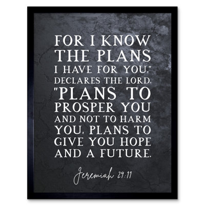 Jeremiah 29:11 I Know The Plans I Have For You Plans To Give You Hope - Single Picture Frame Typography