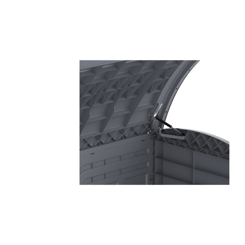 Arc Lid Rattan Horizontal Garbage Shed, Gray