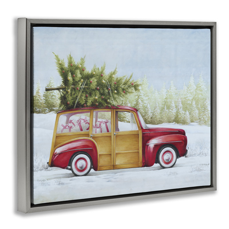 Art mural en toile Holiday Holiday, H 17 po x l 21 po, Cadre flottant gris lustré