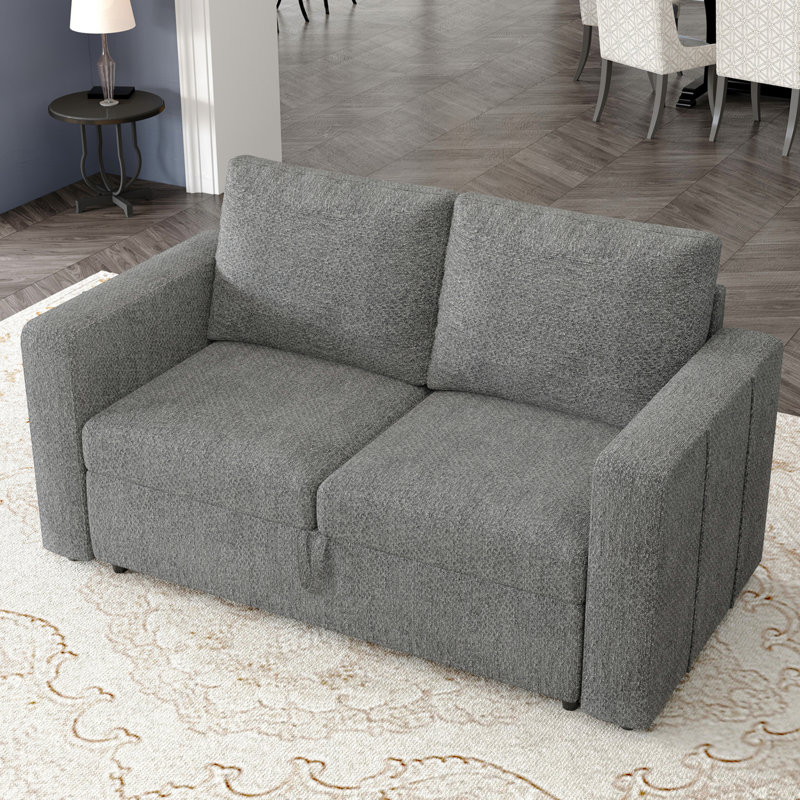 Canapé avec rangement Rafael, Chenille gris pâle