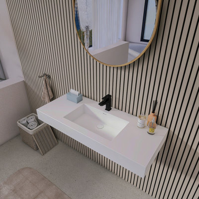 Lavabo de salle de bain rectangulaire en pierre 47,2 po